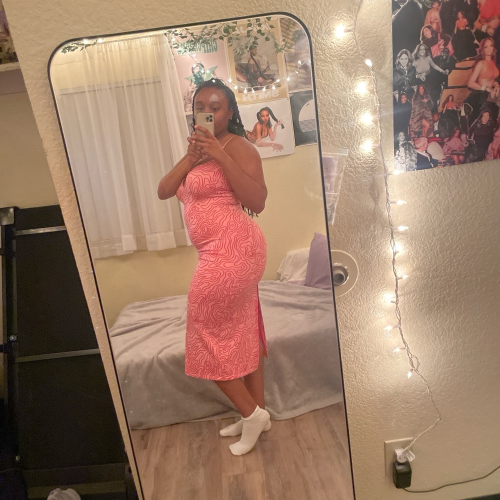 Zara Red and Pink Patterned Dress